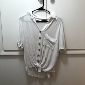 White button down short sleeve shirt